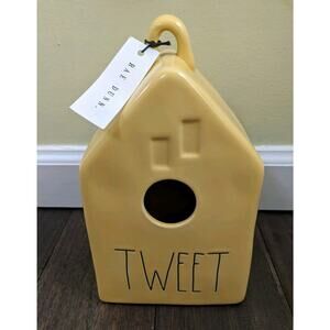New Rae Dunn "Tweet" Yellow Birdhouse Artisan Collection Magenta House Shaped